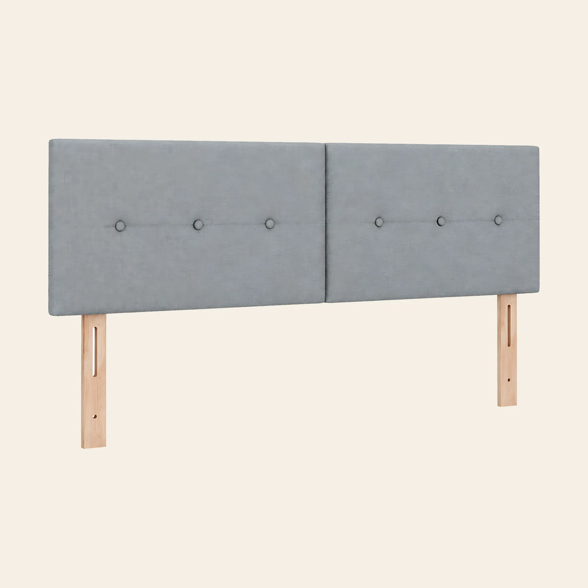 Tête de lit en tissu à poser Marais, coloris gris clair, sur pieds en bois