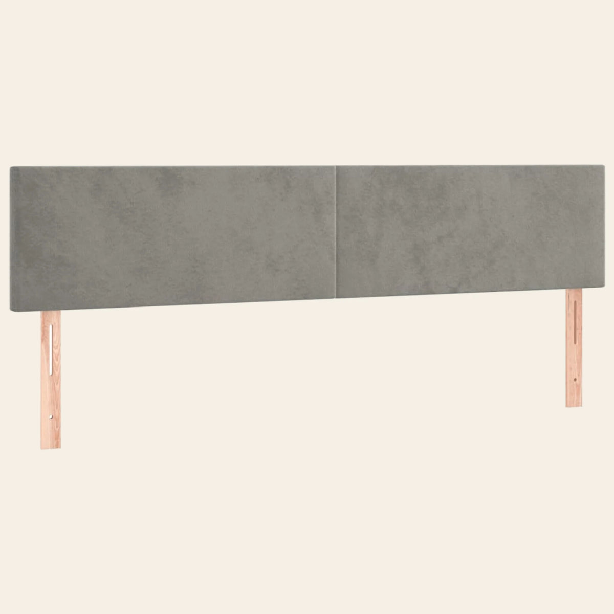 Tête de lit en velours lisse Cluny, coloris gris clair, sur pieds en bois