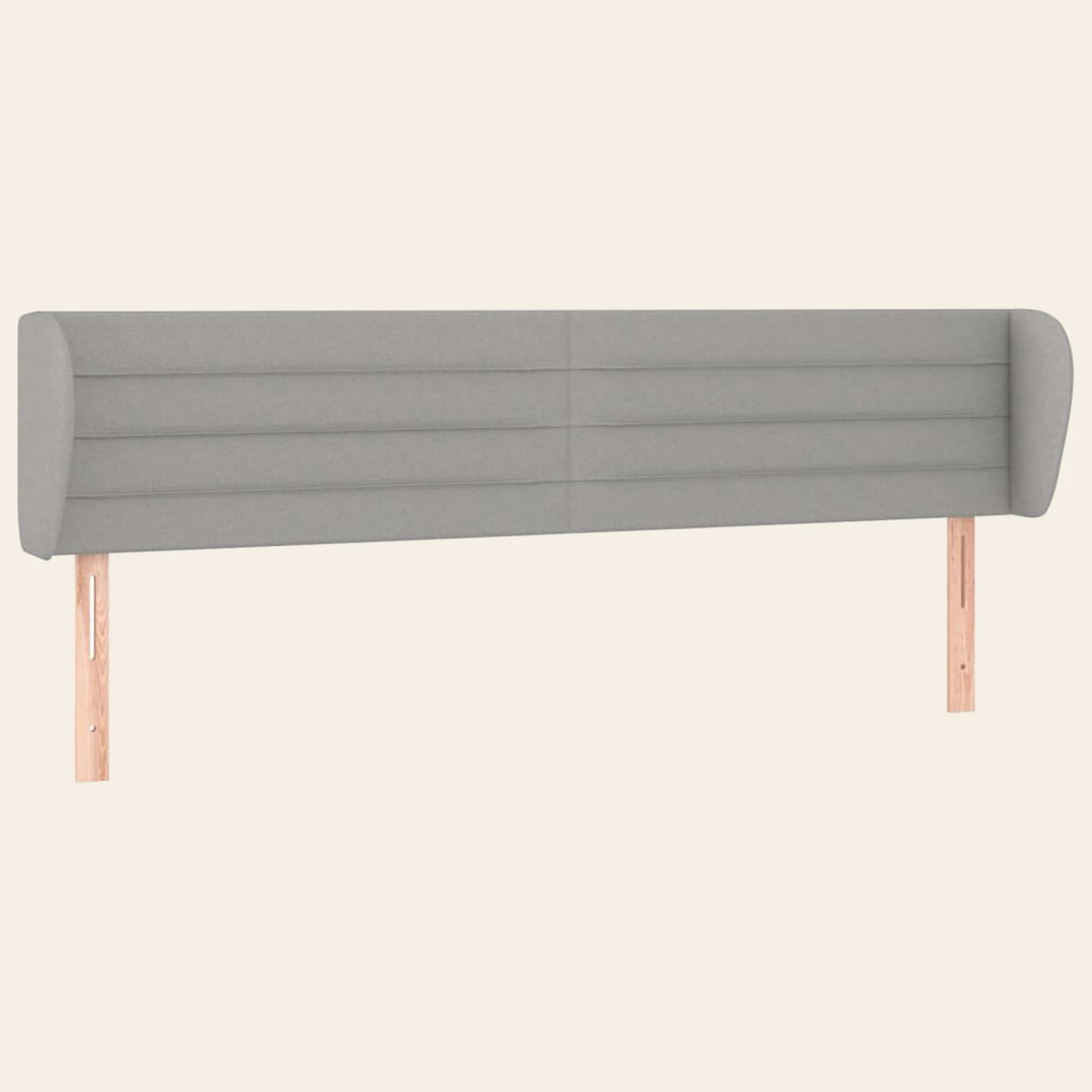 Tête de lit à oreilles en tissu Bagatelle, coloris gris clair, sur pieds en bois