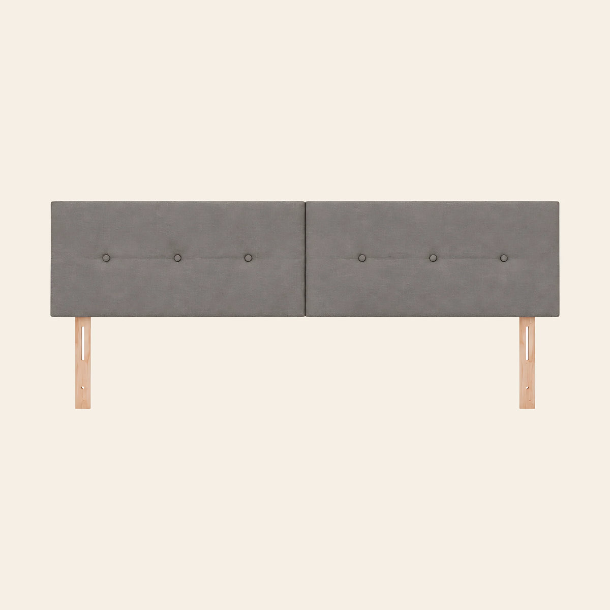 Tête de lit en tissu à poser Marais, coloris taupe, sur pieds en bois