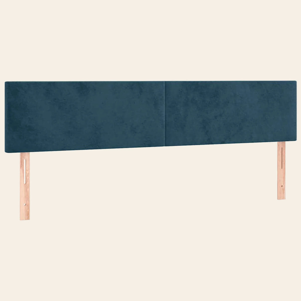 Tête de lit en velours lisse Cluny, coloris bleu canard, sur pieds en bois