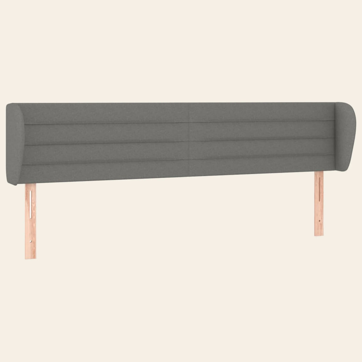 Tête de lit à oreilles en tissu Bagatelle, coloris gris anthracite, sur pieds en bois