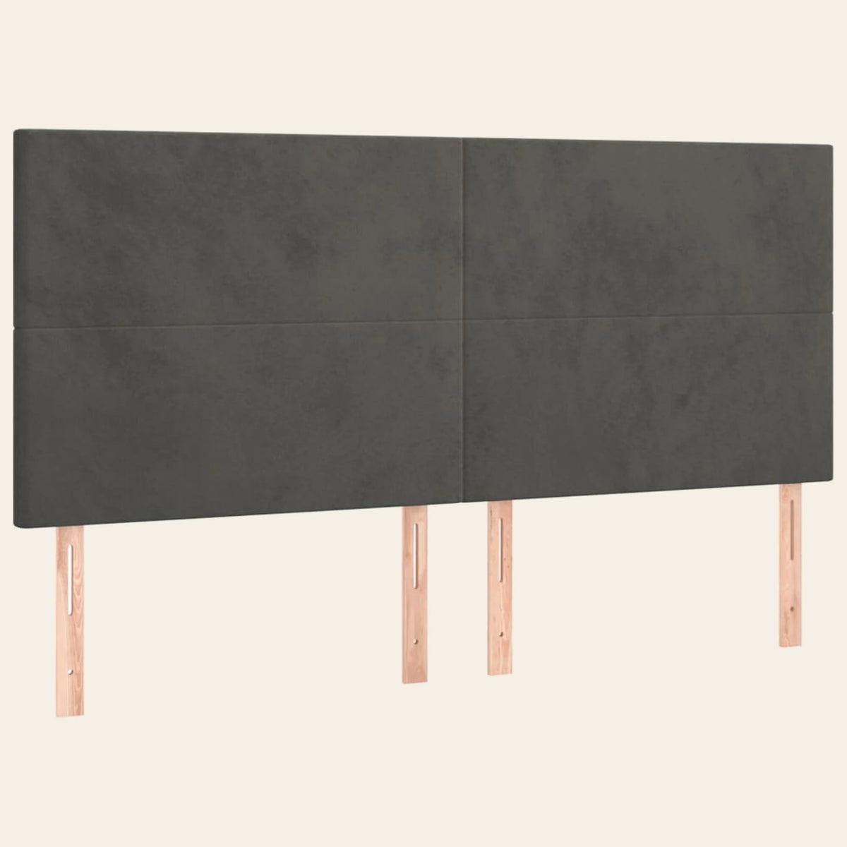 Tête de lit haute en velours lisse Châtelet, coloris gris anthracite, sur pieds en bois