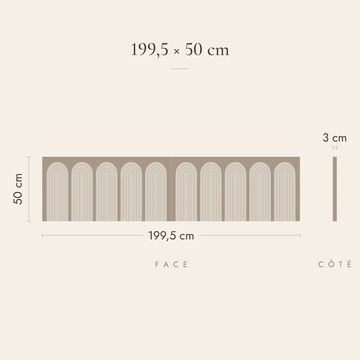Dimensions de la tête de lit Palais-Royal pour un lit de 200 cm