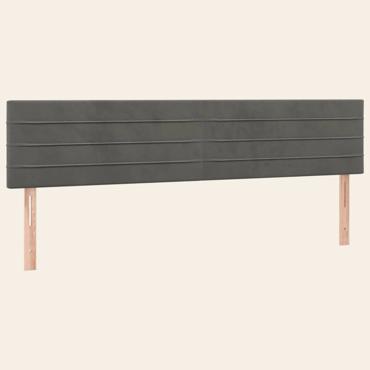 Tête de lit en velours ligné Vivienne, coloris gris anthracite, sur pieds en bois