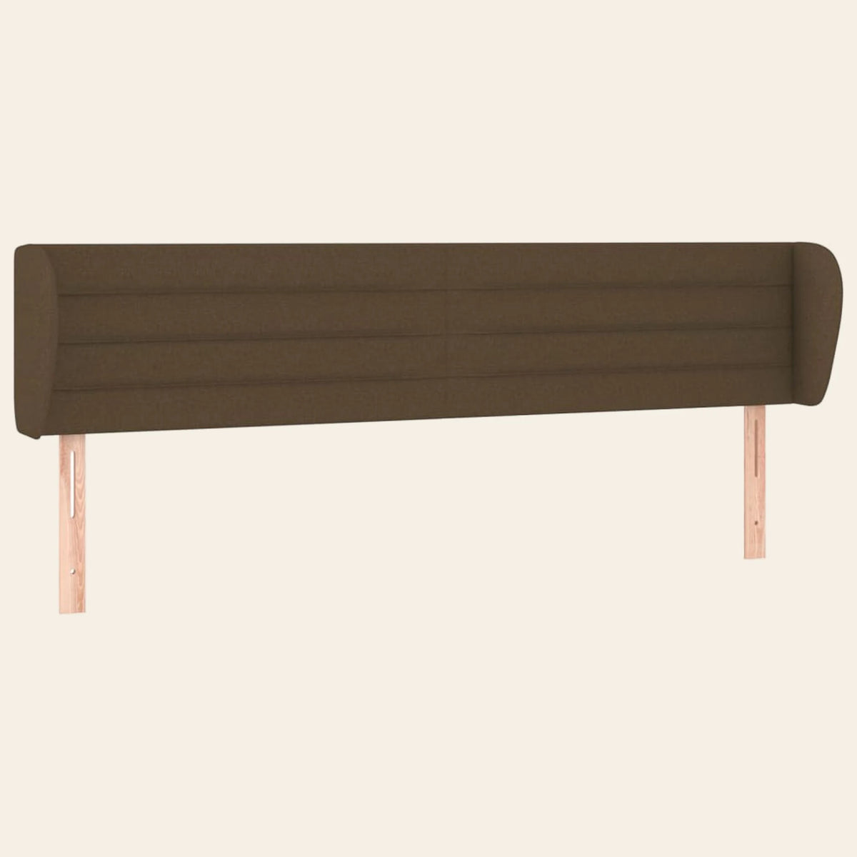 Tête de lit à oreilles en tissu Bagatelle, coloris chocolat, sur pieds en bois