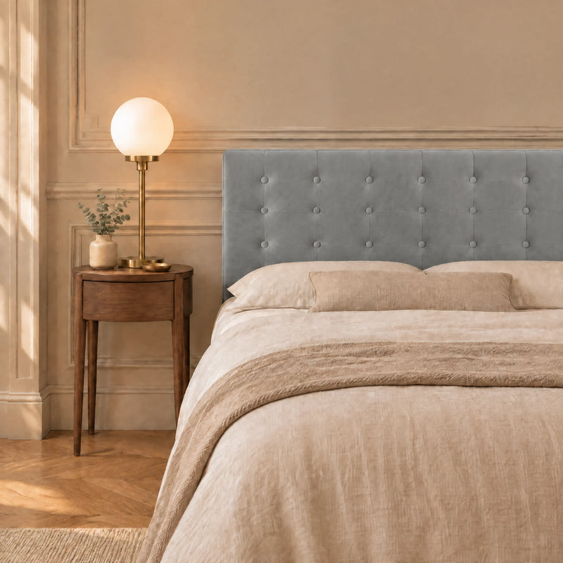 Tête de lit boutonnée en velours à poser, Dauphine