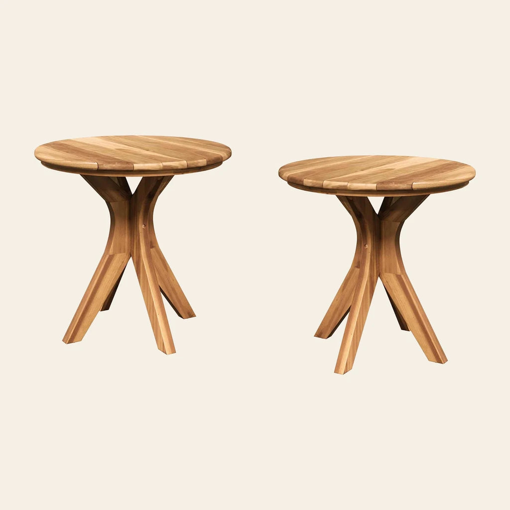 Lot de 2 tables d'appoint Solstice en teck massif - Atelier Dormance