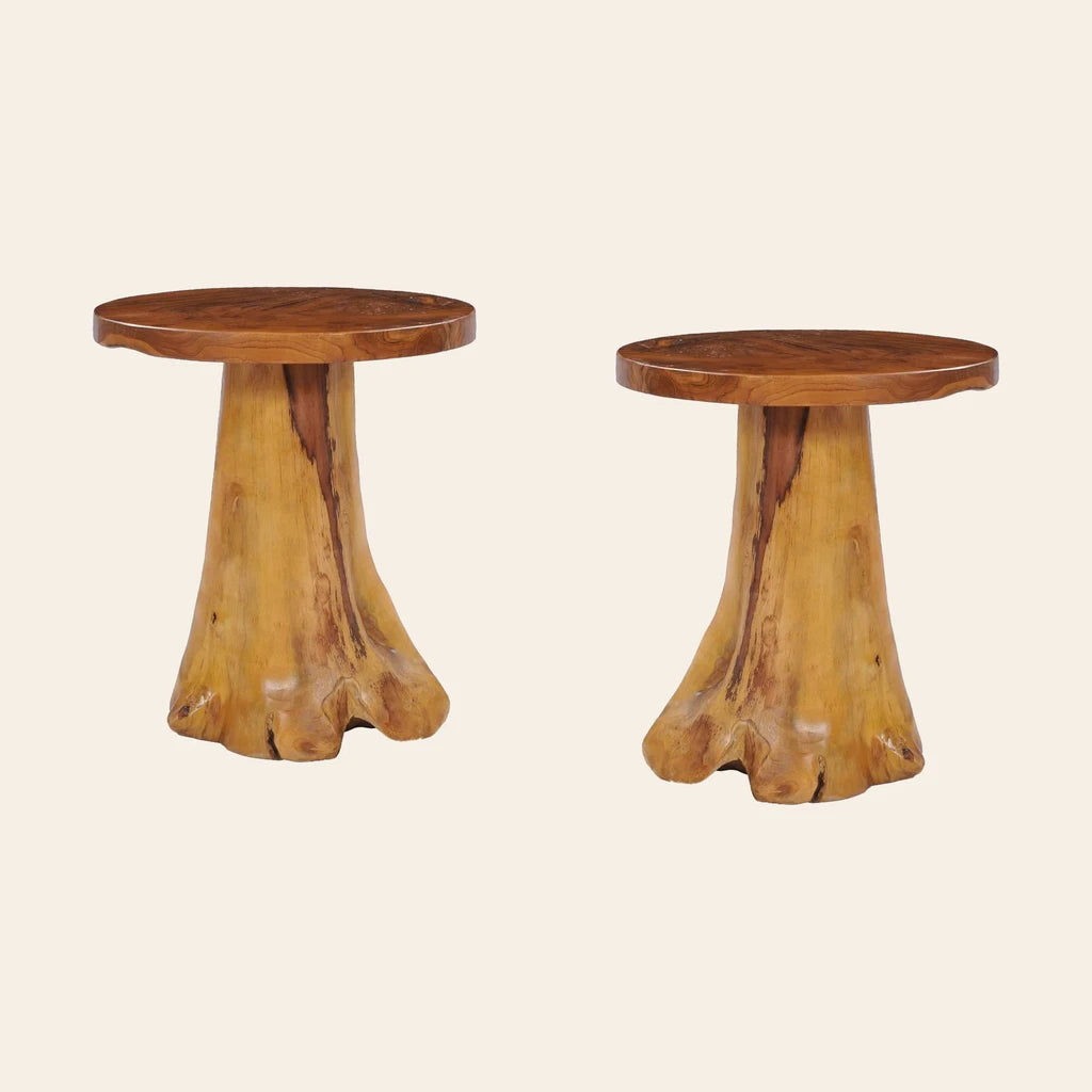 Lot de 2 tables basses Rosée en teck massif - Atelier Dormance