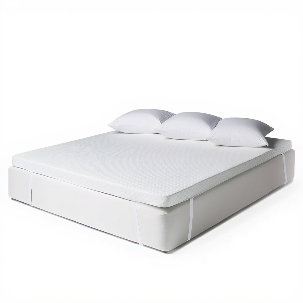 Surmatelas mémoire de forme 160x200 cm avec épaisseur 7 cm et fixation par bandes élastiques aux 4 coins