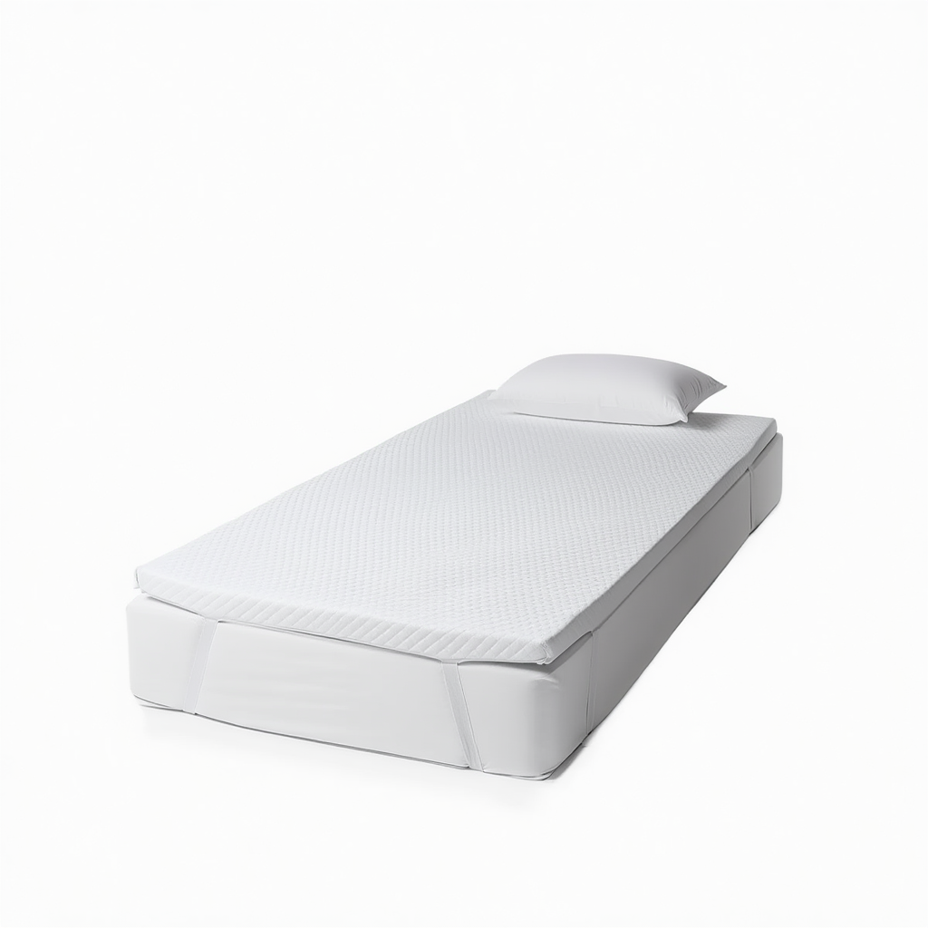 Surmatelas mémoire de forme 90x190 cm avec épaisseur 7 cm et fixation par bandes élastiques aux 4 coins