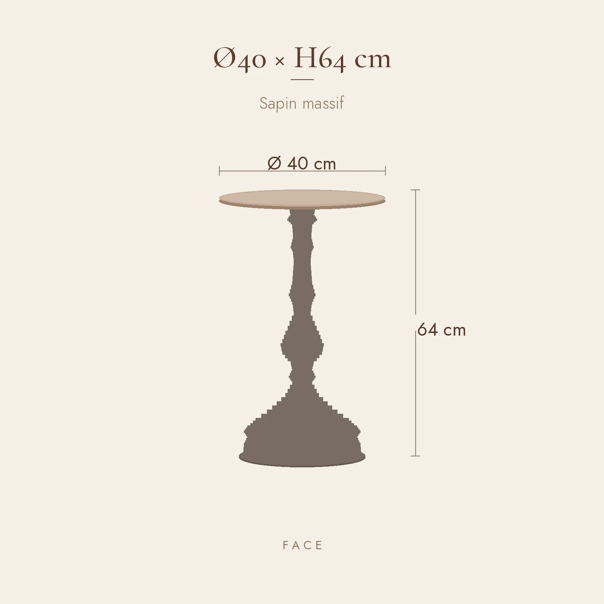 Schéma de cotes Table d'Appoint Étoile Ø40 × H64 cm