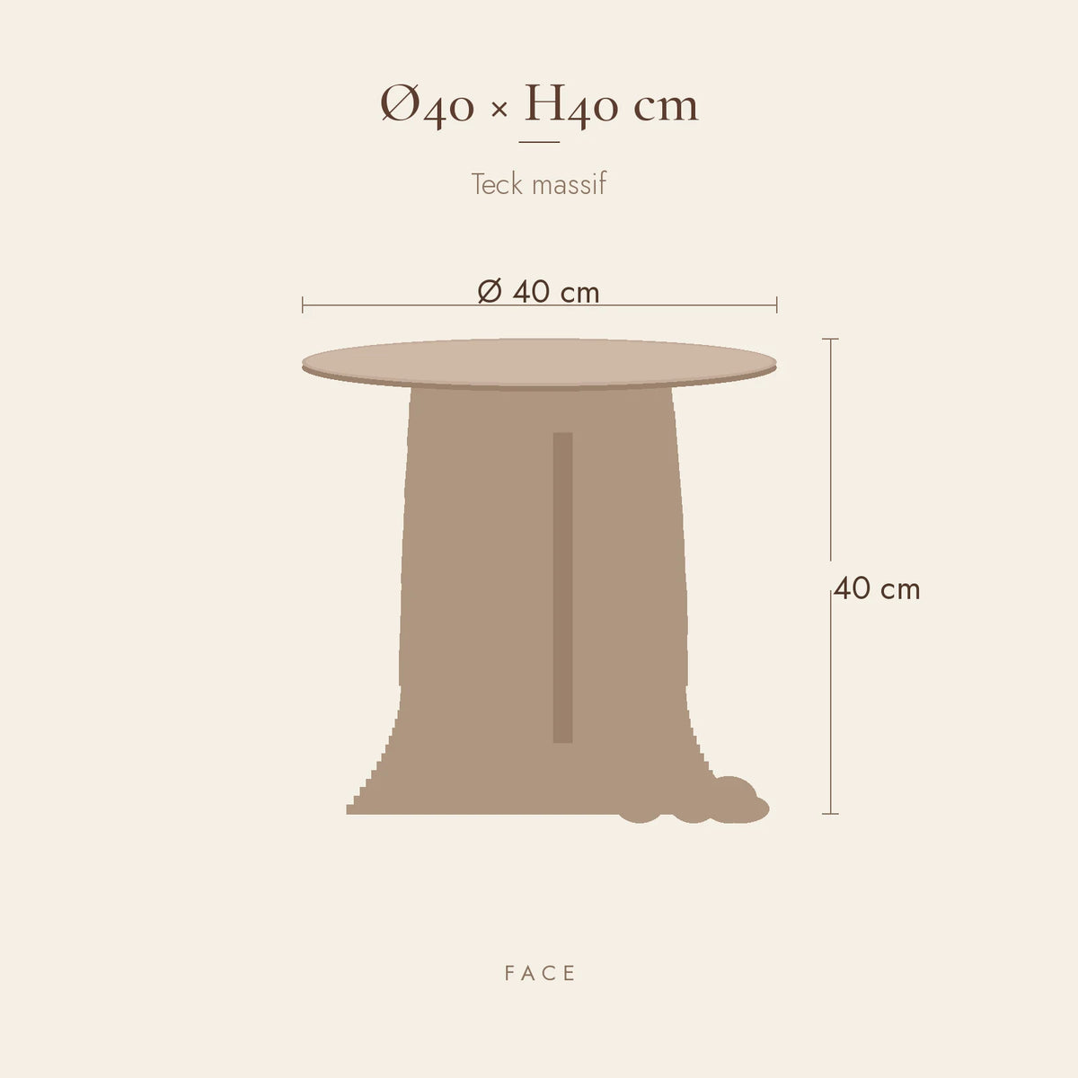 Schéma de cotes Table d'Appoint Rosée Ø40 × H40 cm