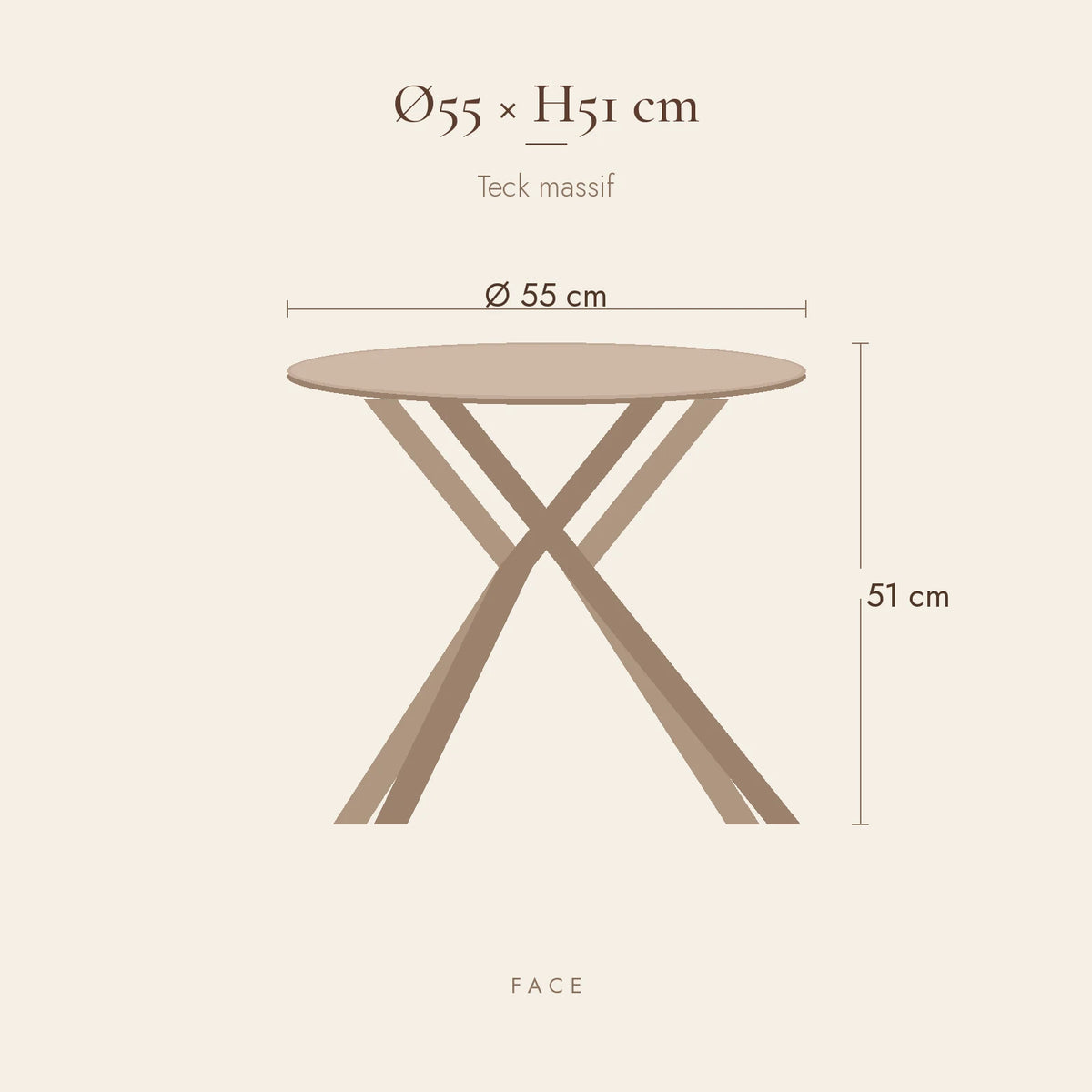 Schéma de cotes Table d'Appoint Solstice Ø55 × H51 cm