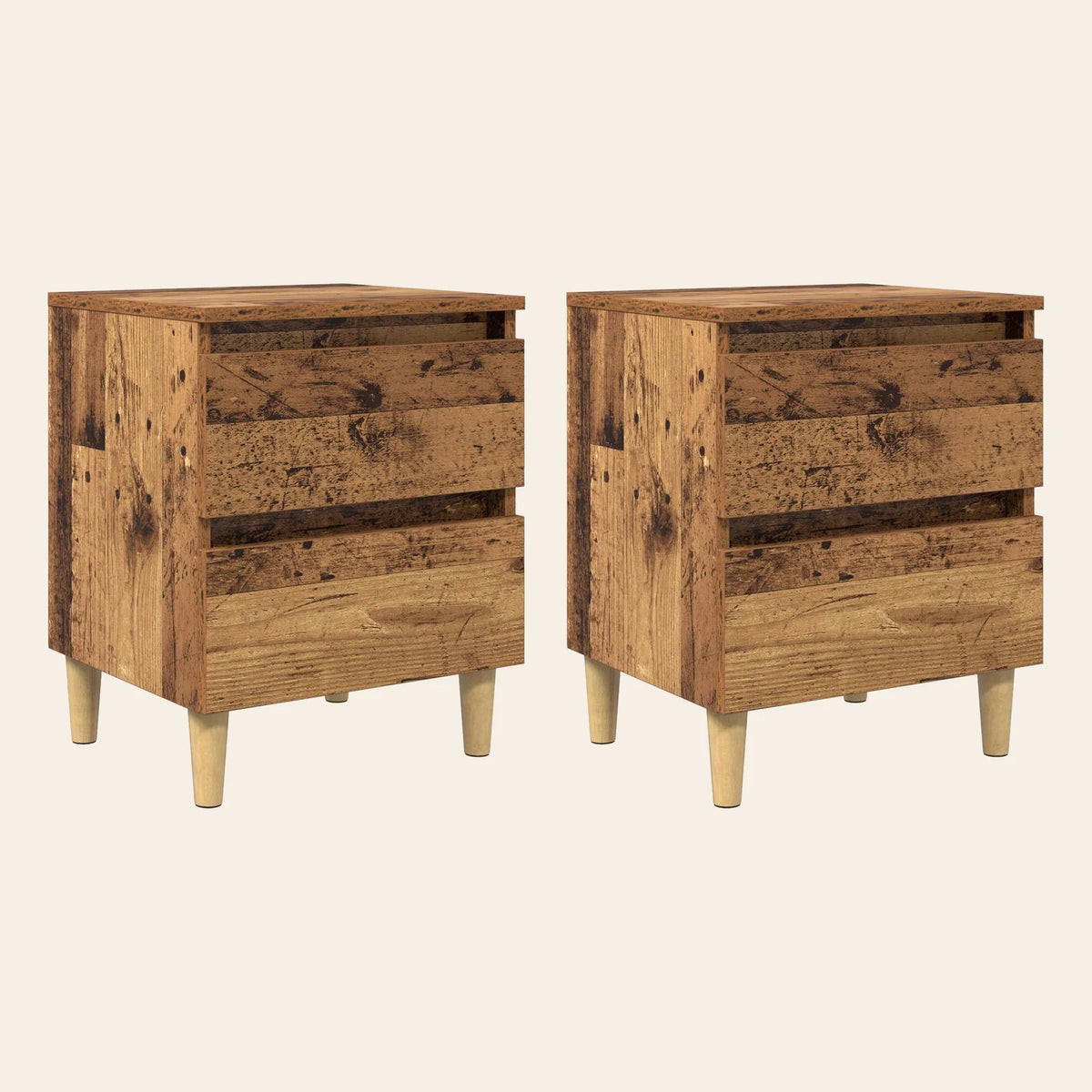 Table de chevet Aurore bois vieilli, lot de 2