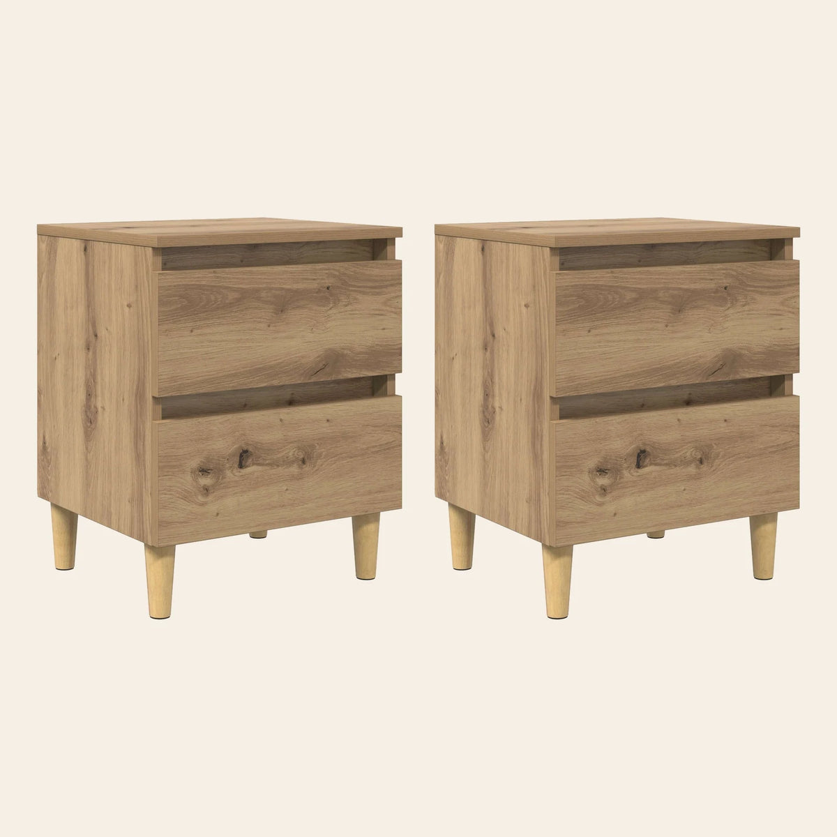 Table de chevet Aurore chêne naturel, lot de 2