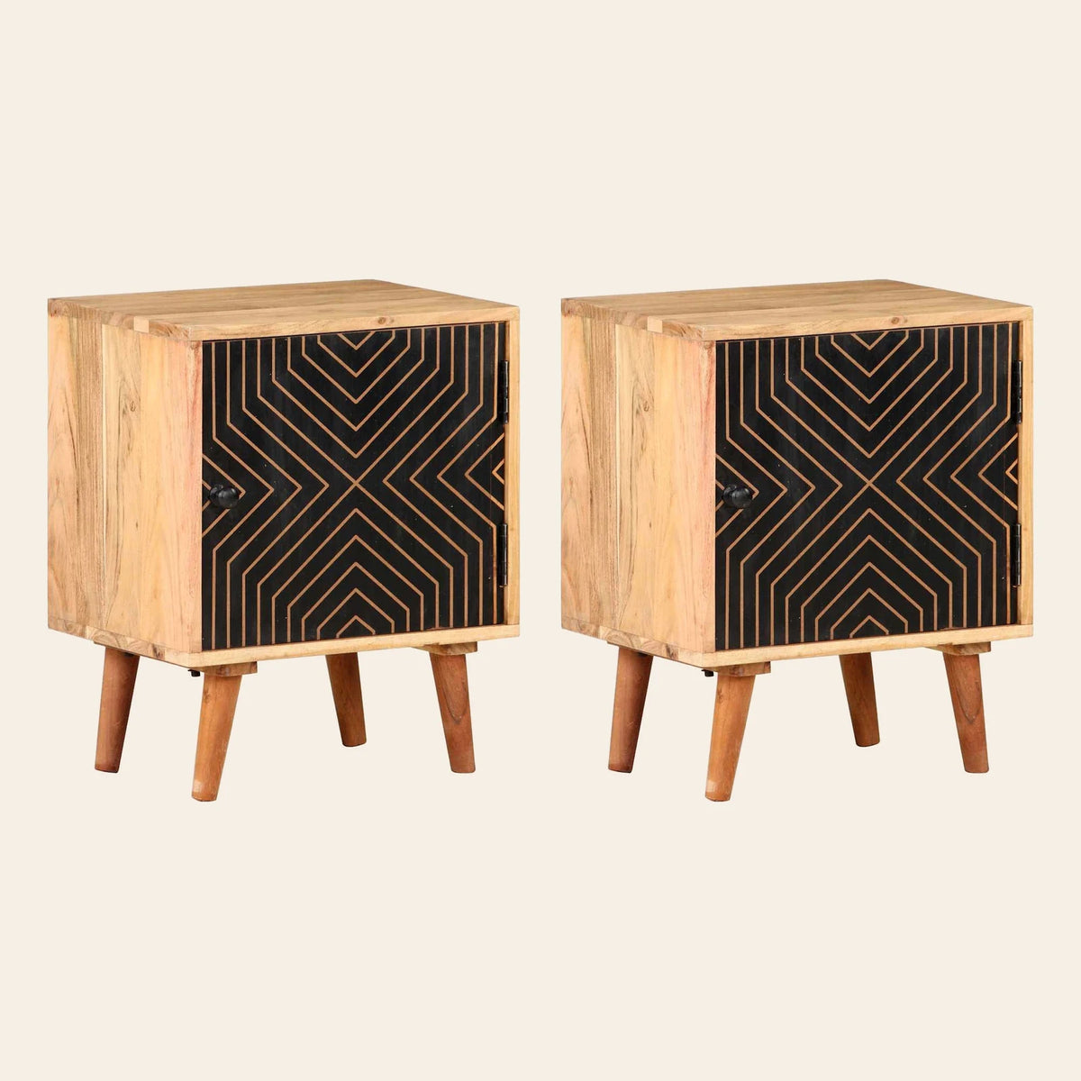 Table de chevet Comète acacia, lot de 2