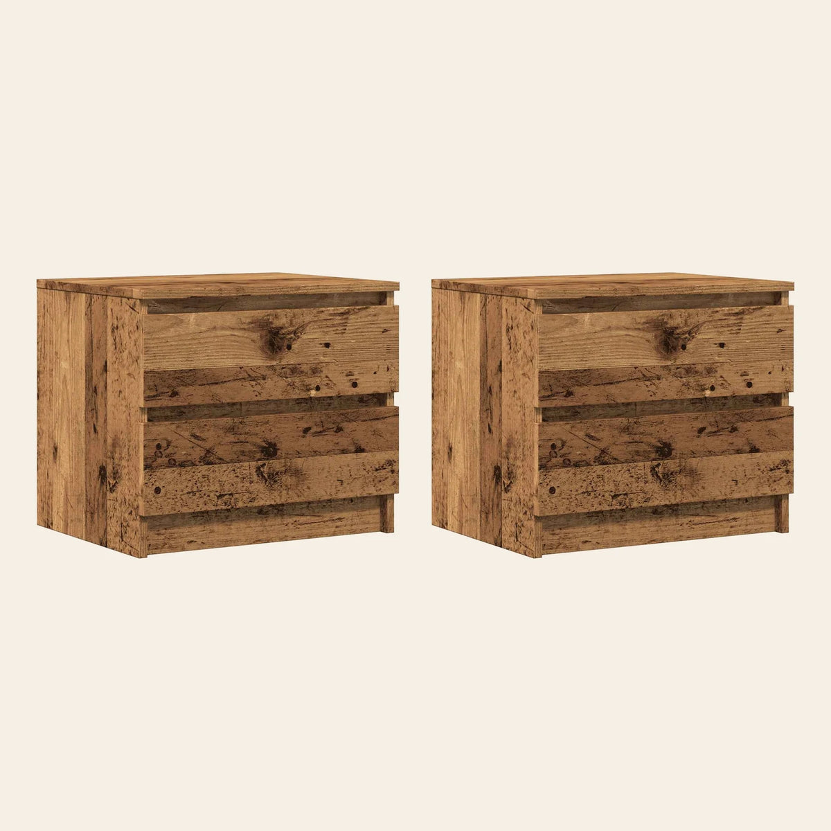 Table de chevet Crépuscule bois vieilli, lot de 2