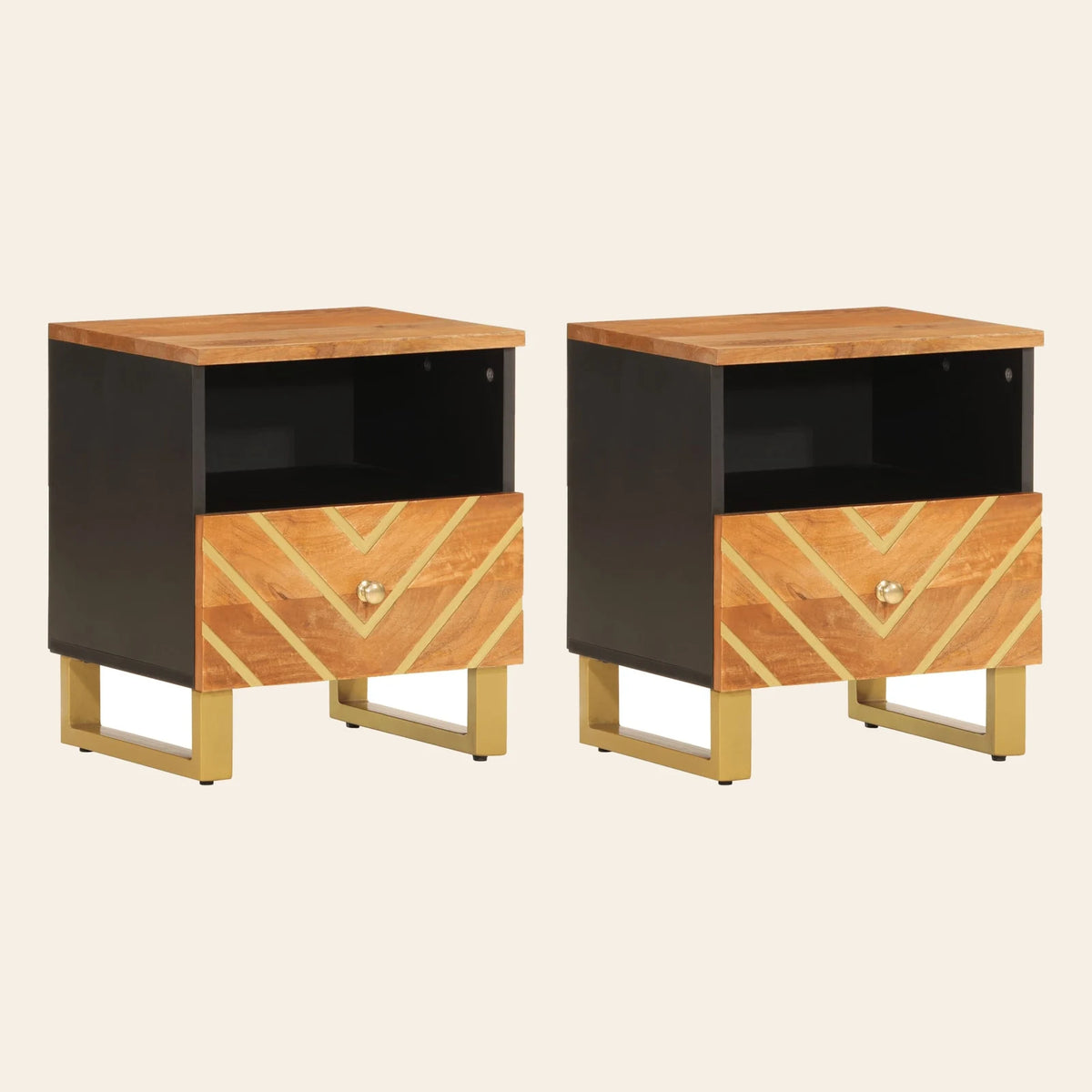 Table de chevet Luciole manguier, lot de 2