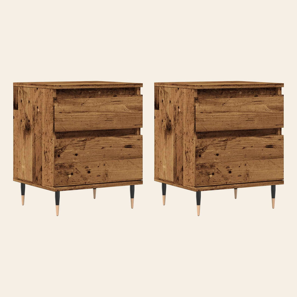 Table de chevet Minuit bois vieilli, lot de 2