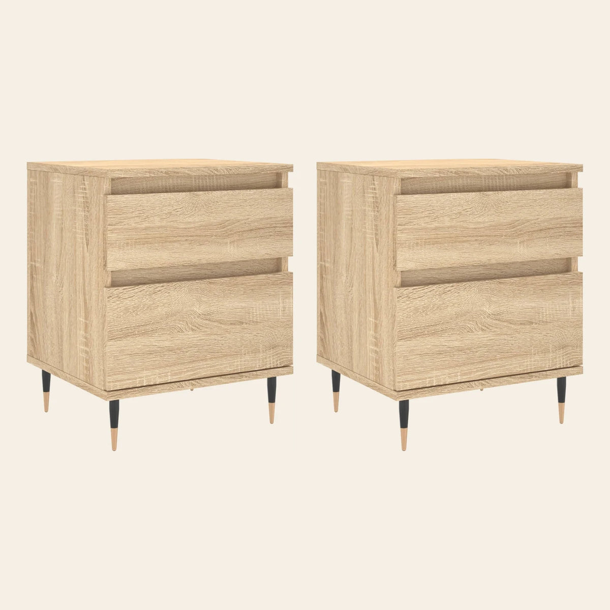 Table de chevet Minuit chêne clair, lot de 2