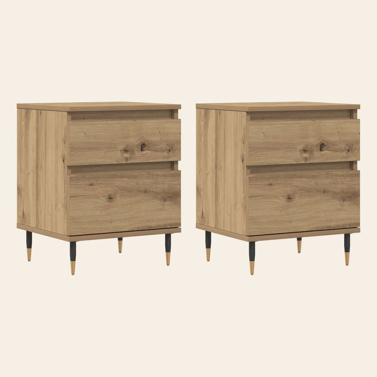 Table de chevet Minuit chêne naturel, lot de 2