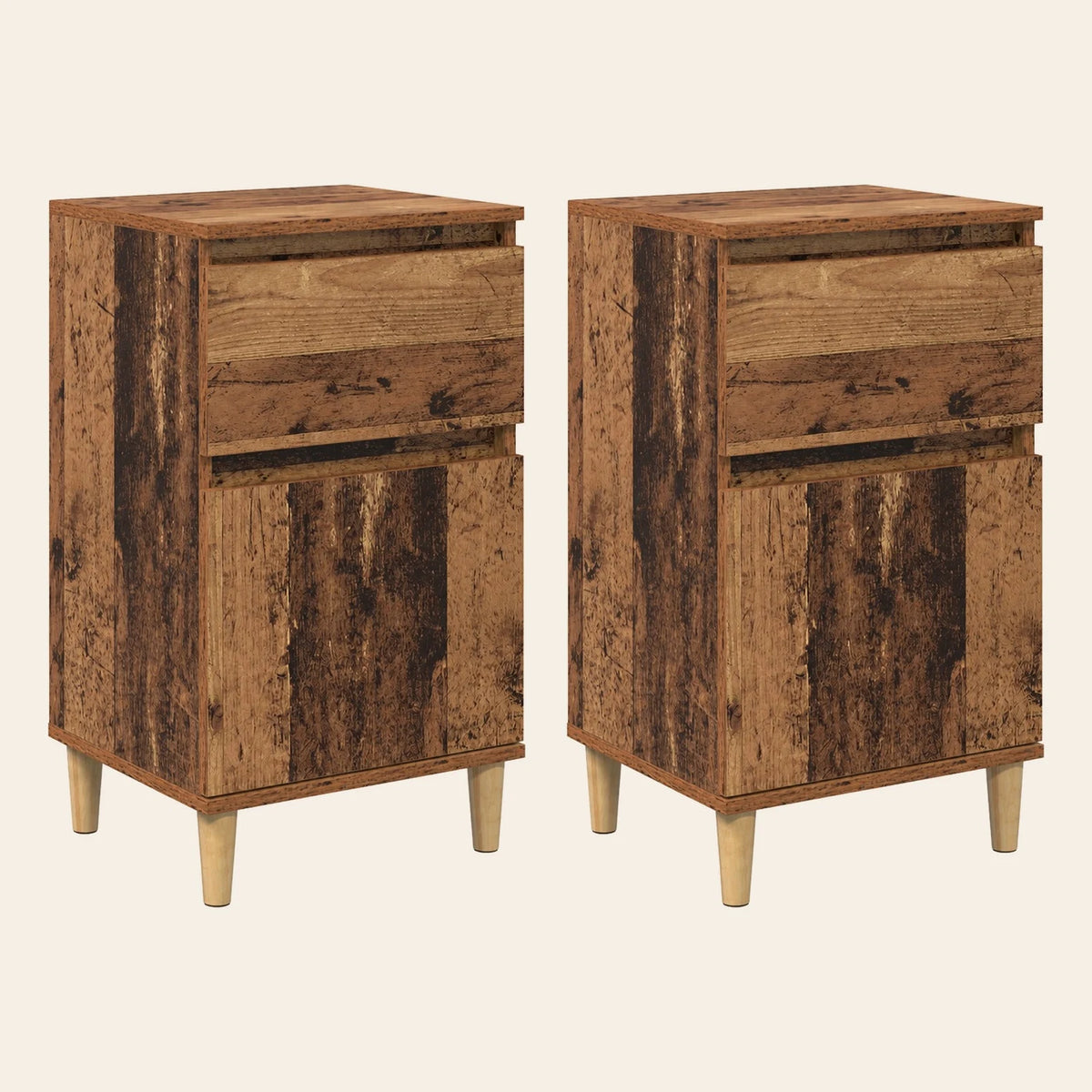 Table de chevet Nocturne bois vieilli, lot de 2