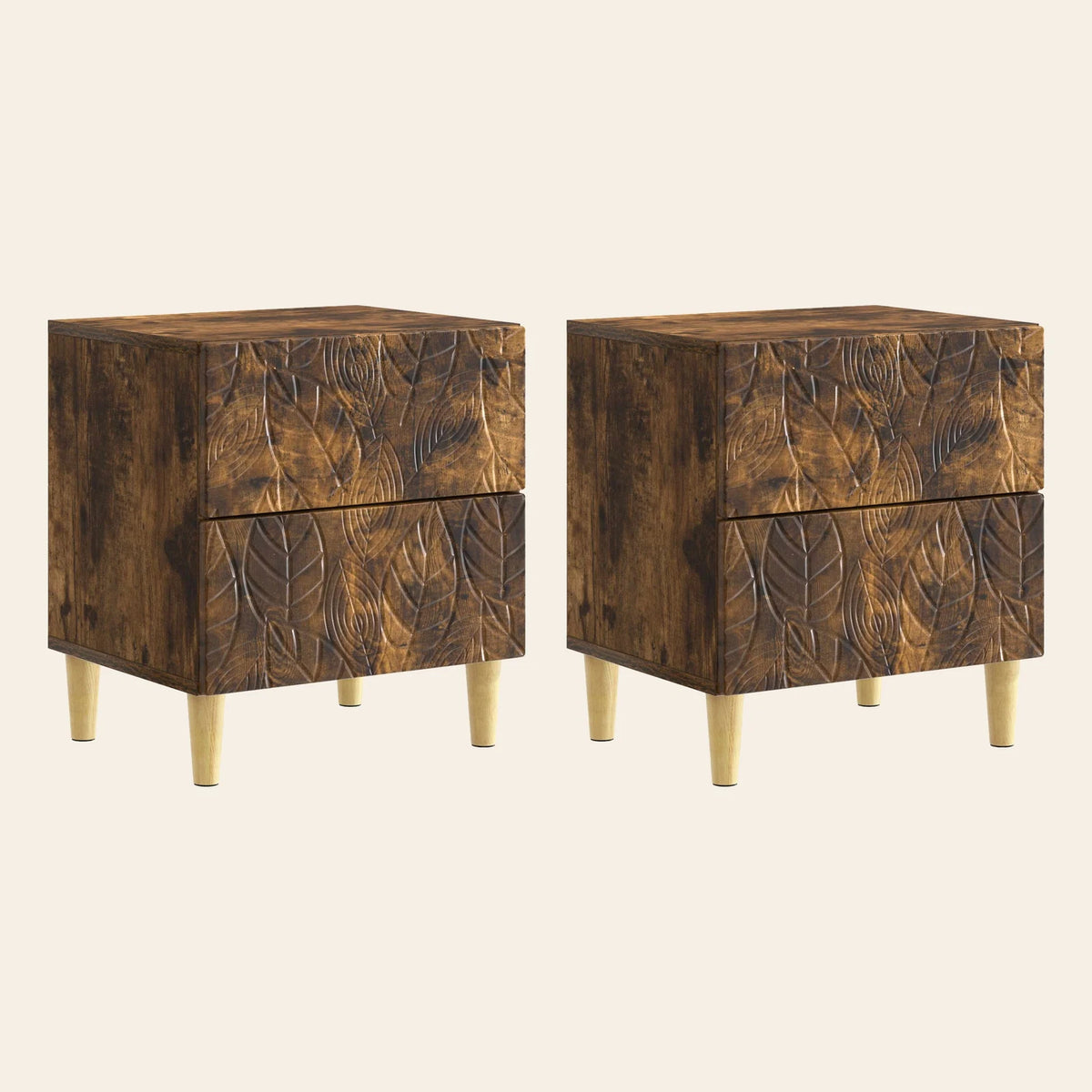 Table de chevet Songe chêne brun, lot de 2