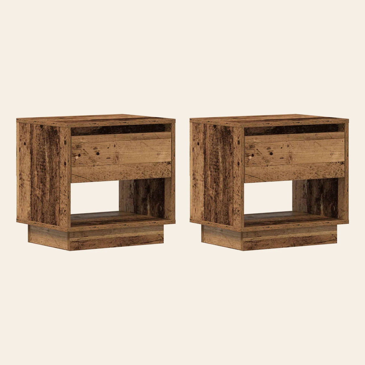 Table de chevet Veilleuse bois vieilli, lot de 2