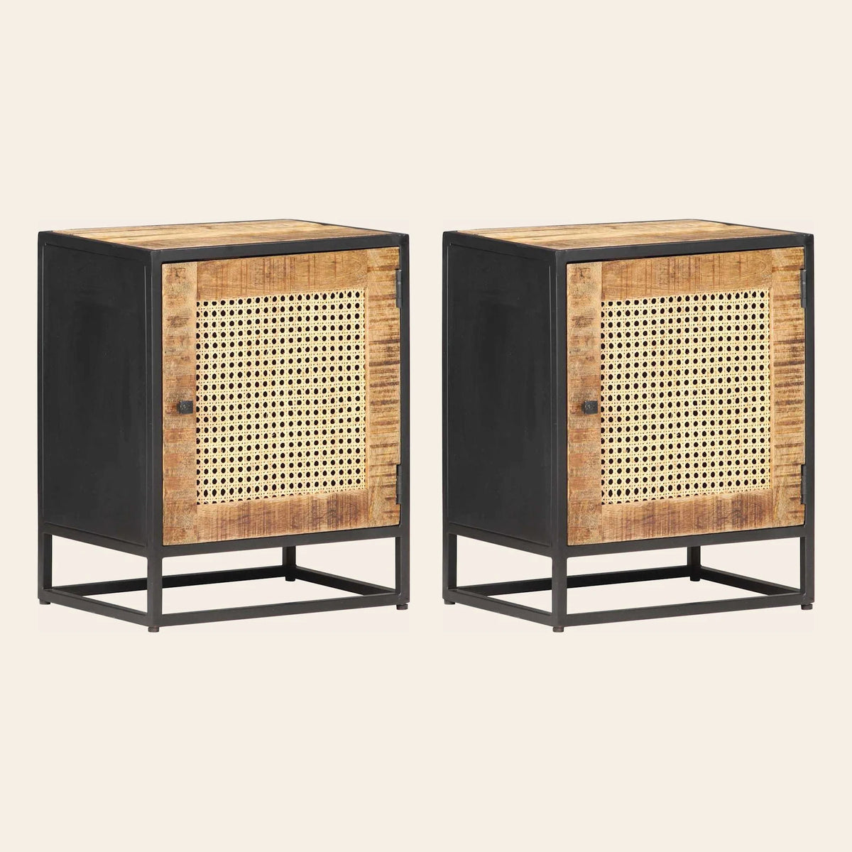 Table de chevet Veillée cannage, lot de 2
