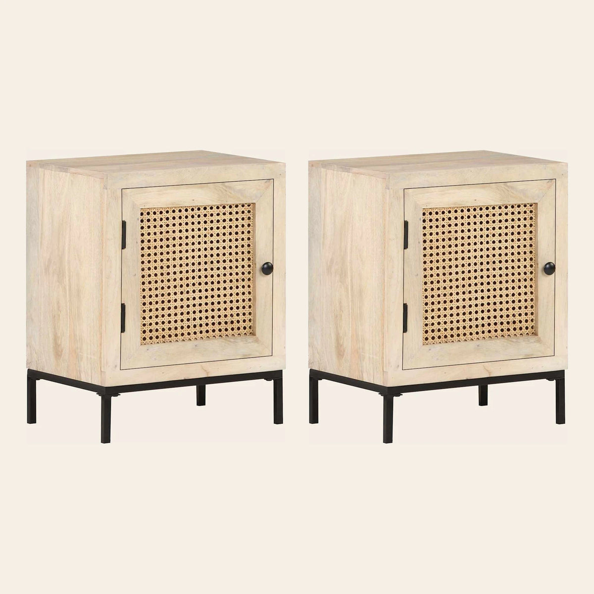 Table de chevet Rosée manguier blanchi, lot de 2