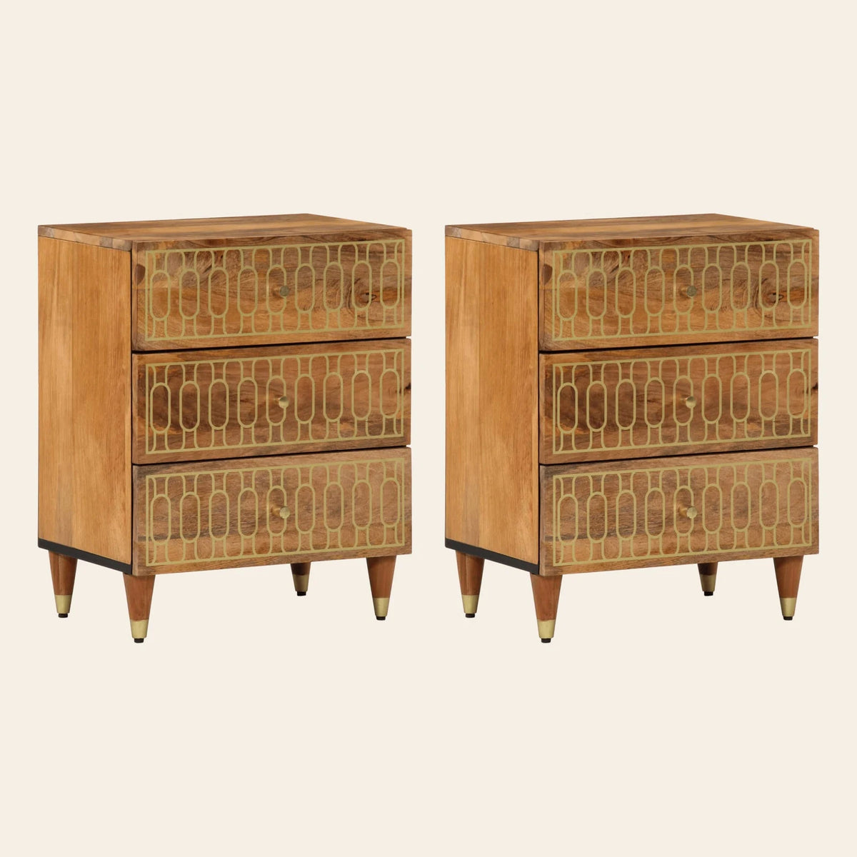 Table de chevet Nouvelle Lune manguier, lot de 2