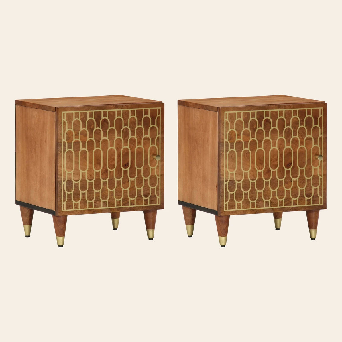 Table de chevet Pleine Lune manguier, lot de 2