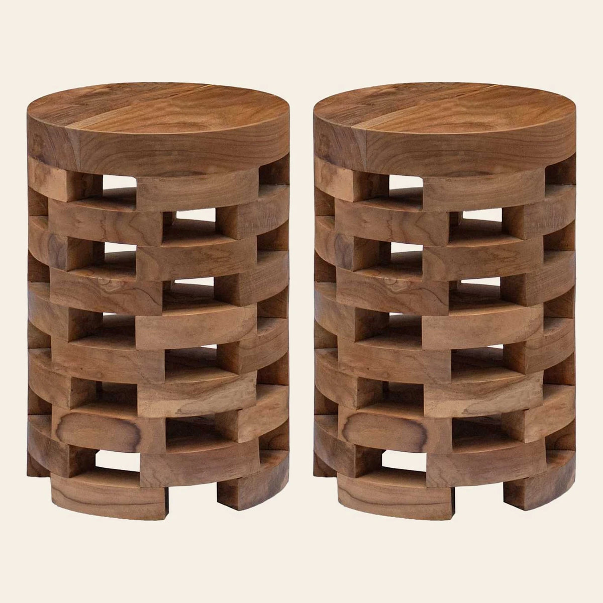Table de chevet Astre teck, lot de 2