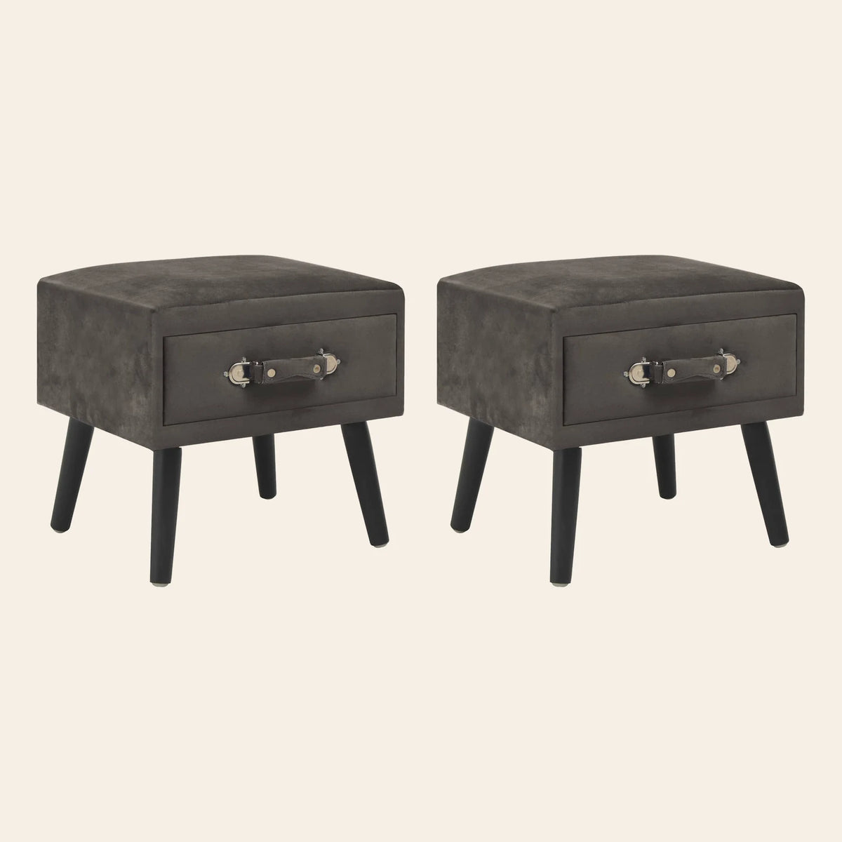 Table de chevet Brume velours, lot de 2