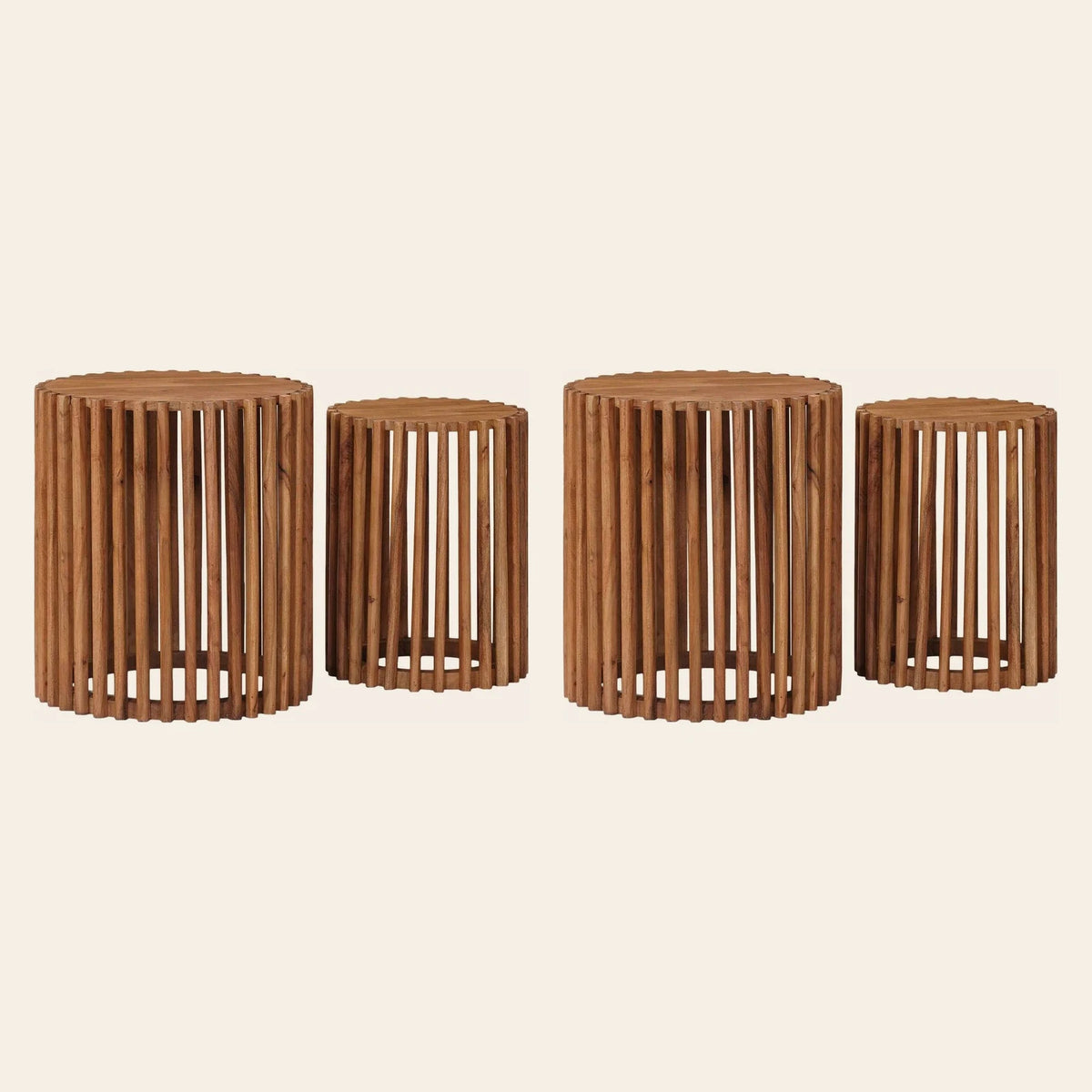 Tables de chevet Gémeaux acacia, lot de 2 duos
