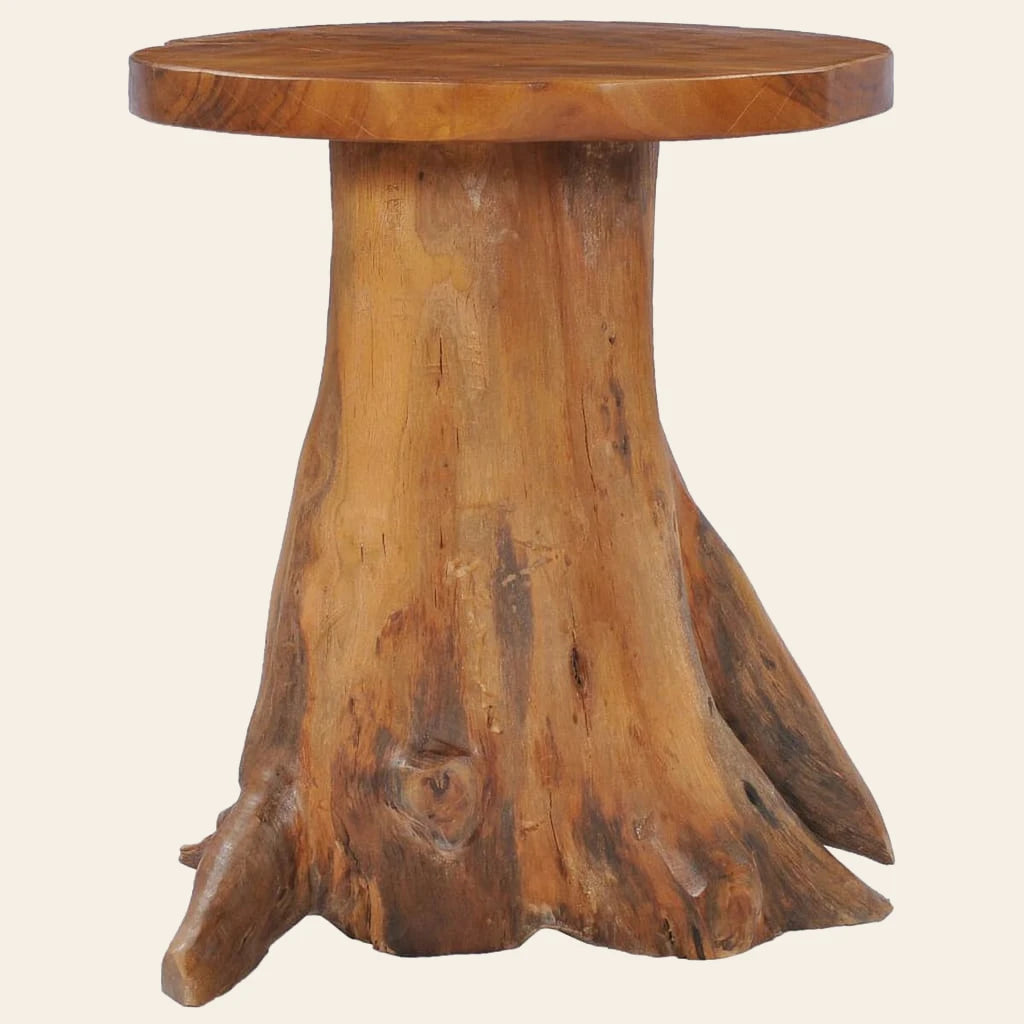 Vue de face de la table basse Rosée en teck massif, Atelier Dormance
